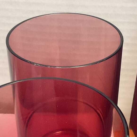 Vintage Tupperware Cranberry Red Ruby Acrylic Pitcher Cups Set Preludio Rare - Picture 8 of 9